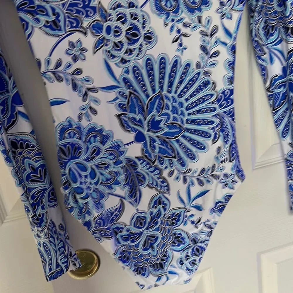 La Blanca Beyond the Pacific Blue and White Floral paddlesuit